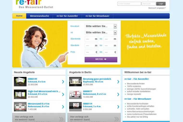 Bild: Das Messestand-Outlet re-fair für Aussteller ist Online