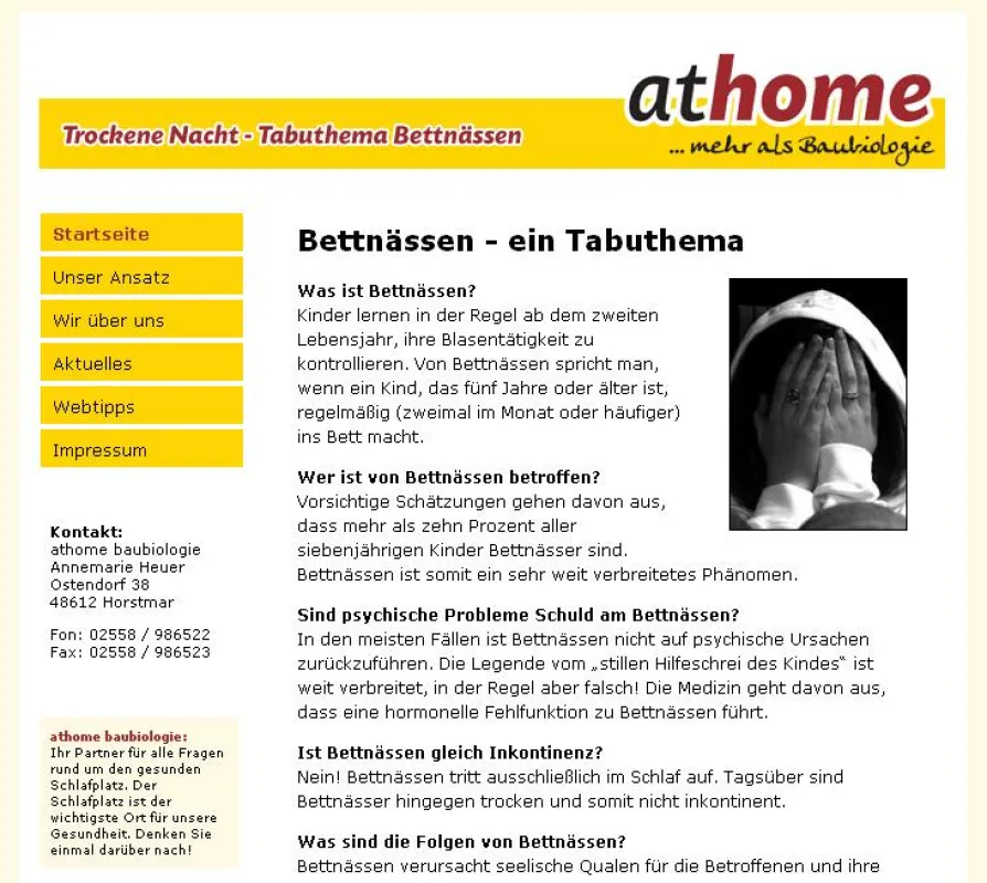 Das neue Informationsangebot von athome baubiologie: www.trockene-nacht.de