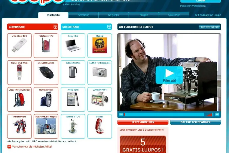 Spielend einfach Schnäppchen machen – Internet-Plattform LUUPO startet neuartiges Auktionsprinzip Bild: Spielend einfach Schnäppchen machen – Internet-Plattform LUUPO startet neuartiges Auktionsprinzip