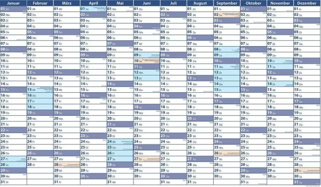 Bild: Bewährter und übersichtlicher Plakatkalender von DIABASS® PRO – kostenloser Wandkalender für Praxen.