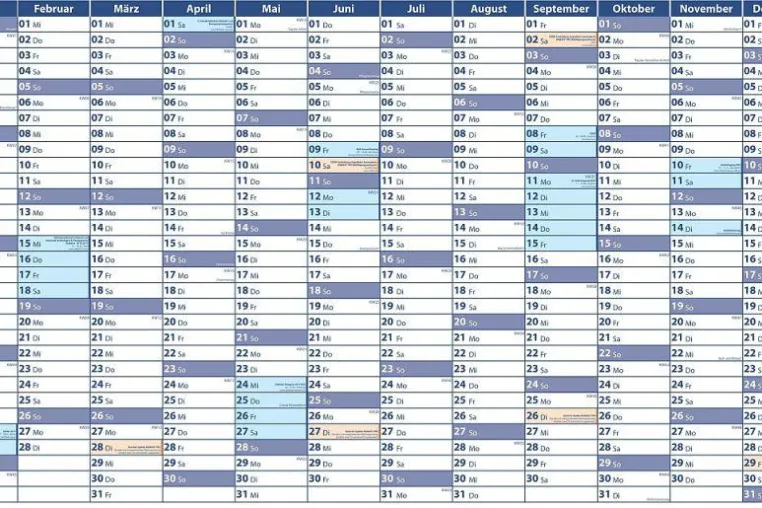 Bild: Bewährter und übersichtlicher Plakatkalender von DIABASS® PRO – kostenloser Wandkalender für Praxen.