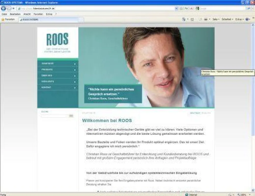 Screenshot des Webauftritts