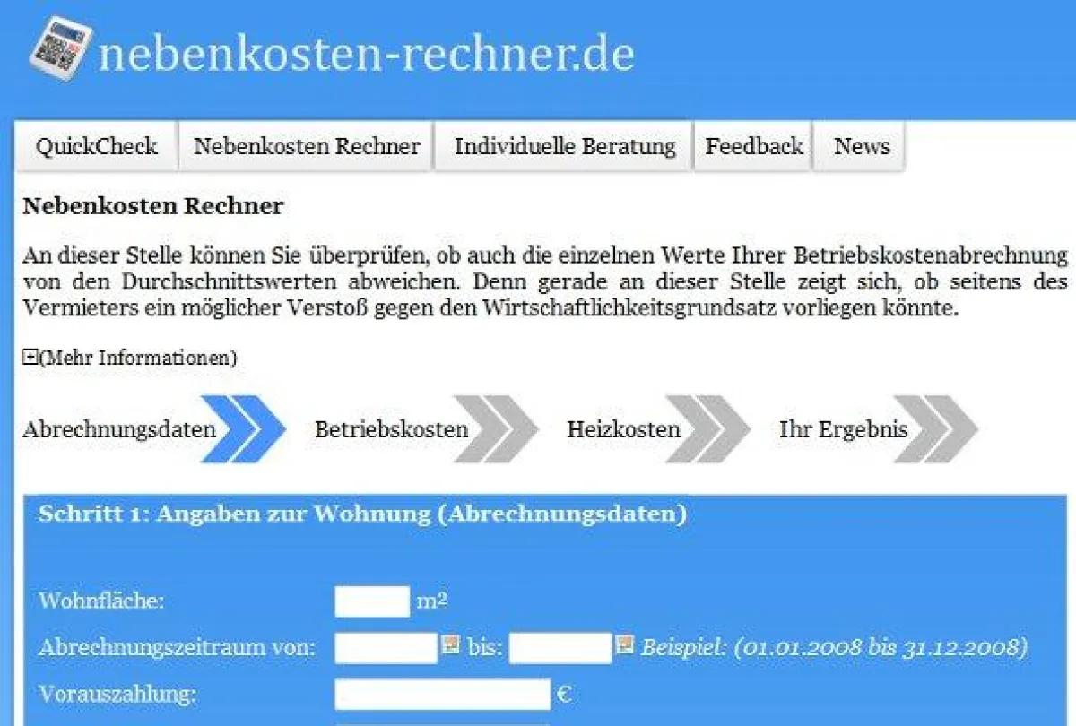 Nebenkostenabrechnung vergleichen