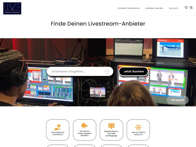 Bild: Erstes deutschlandweites Portal für Livestream-Firmen gestartet: Livestream-Anbieter.de