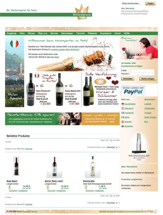 So sieht er aus: Der neue Onlineshop von Willenbrock.