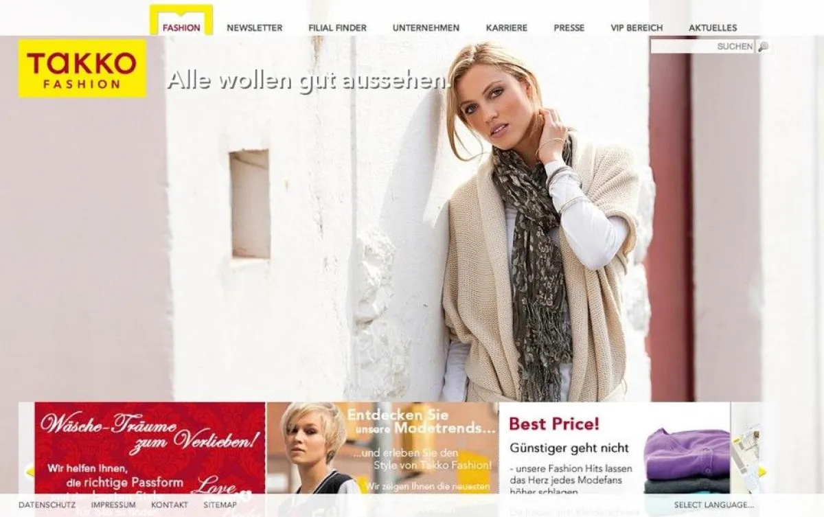 Große Bilder, großes Design: Screenshot der neuen Webseite von Takko Fashion