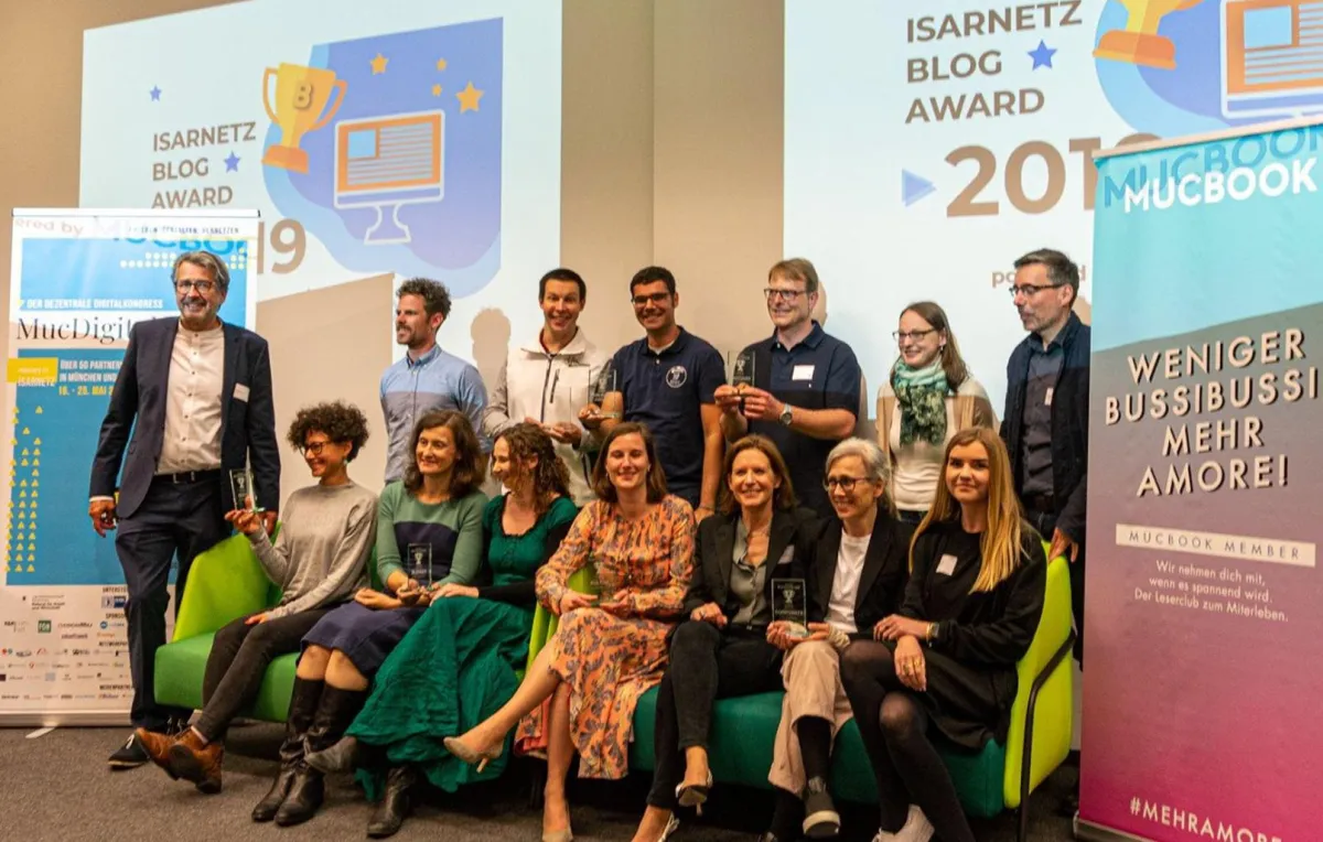Preisverleihung des Isarnetz Blog Award 2019 auf der MucDigital. Bild: MUCBOOK