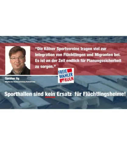 Bild: Köln: Sofortmaßnahmen für Sportvereine. Flüchtlinge gehören nicht in Sporthallen.