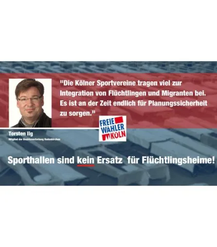 Köln: Sofortmaßnahmen für Sportvereine. Flüchtlinge gehören nicht in Sporthallen. Bild: Köln: Sofortmaßnahmen für Sportvereine. Flüchtlinge gehören nicht in Sporthallen.