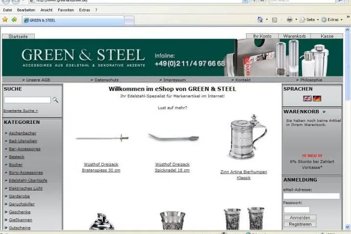Gelungener Onlineshop-Relaunch des Edelstahl-Spezialisten GREEN & STEEL Bild: Gelungener Onlineshop-Relaunch des Edelstahl-Spezialisten GREEN & STEEL
