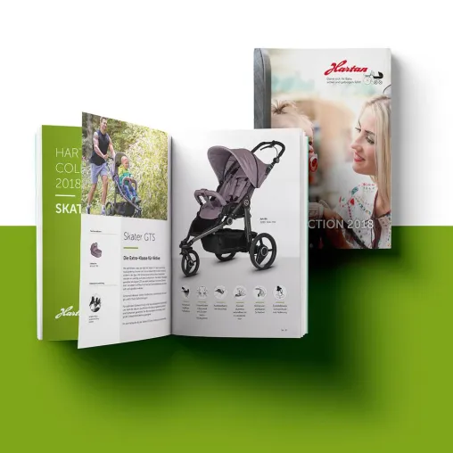 Emotionales Design setzt Maßstäbe - amadeus designt den neuen Katalog 2018 für Hartan Kinderwagen Bild: Emotionales Design setzt Maßstäbe - amadeus designt den neuen Katalog 2018 für Hartan Kinderwagen