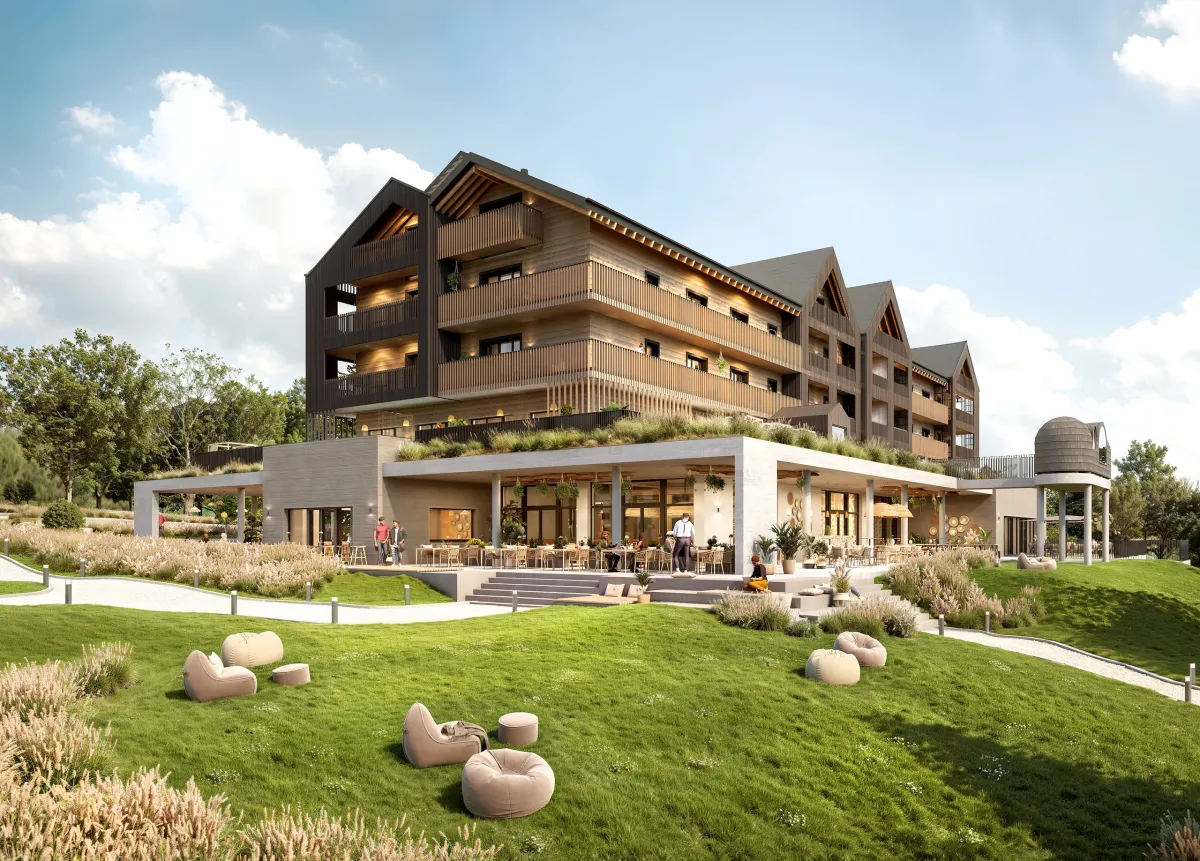 Hotel Schutzhütte Aussenansicht (Rendering) (© Michelmann Architekt GmbH)