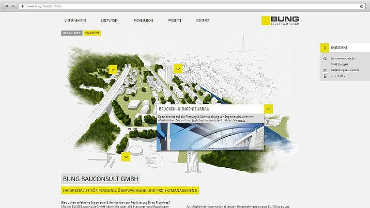 Der neue Online-Auftritt der BUNG Bauconsult auf Basis des Enterprise Content Management System (CMS