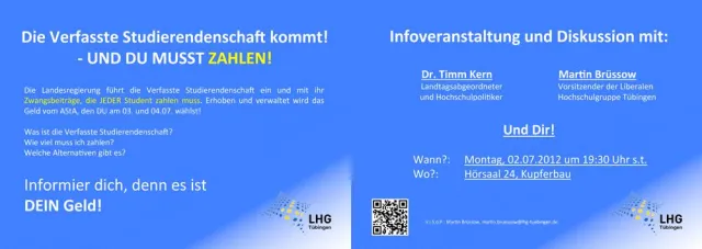 Bild: Einladung zur Liberalen Runde mit Dr. Timm Kern MdL an der Uni Tübingen