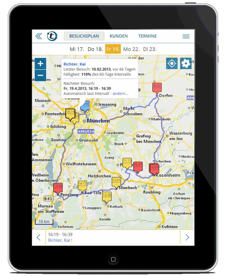portatour Tourenplanung auf iPad