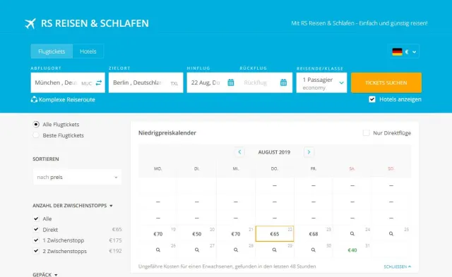Bild: RS Reisen und Schlafen bietet neue Flug- & Hotel-Suchmaschine an