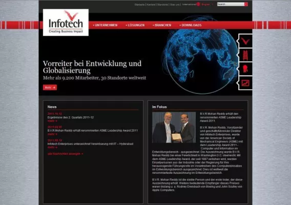 Bild: Infotech Enterprises präsentiert Webseite in deutscher Sprache