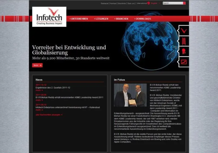 Bild: Infotech Enterprises präsentiert Webseite in deutscher Sprache