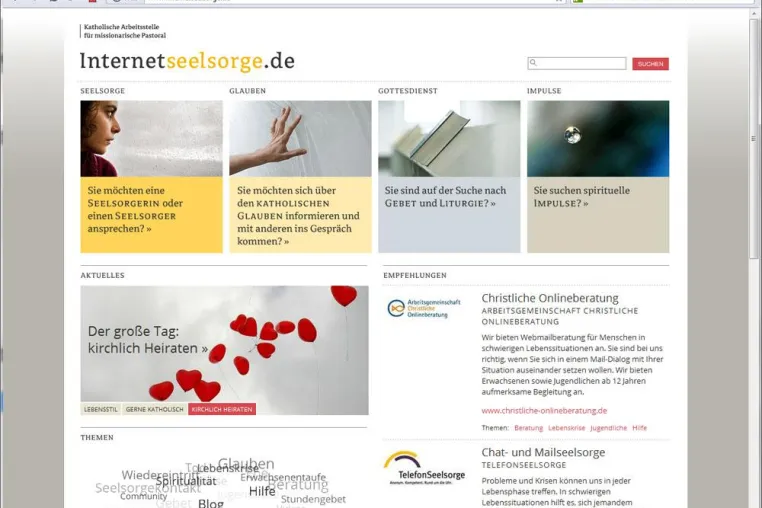 Krisenbewältigung online unter internetseelsorge.de Bild: Krisenbewältigung online unter internetseelsorge.de