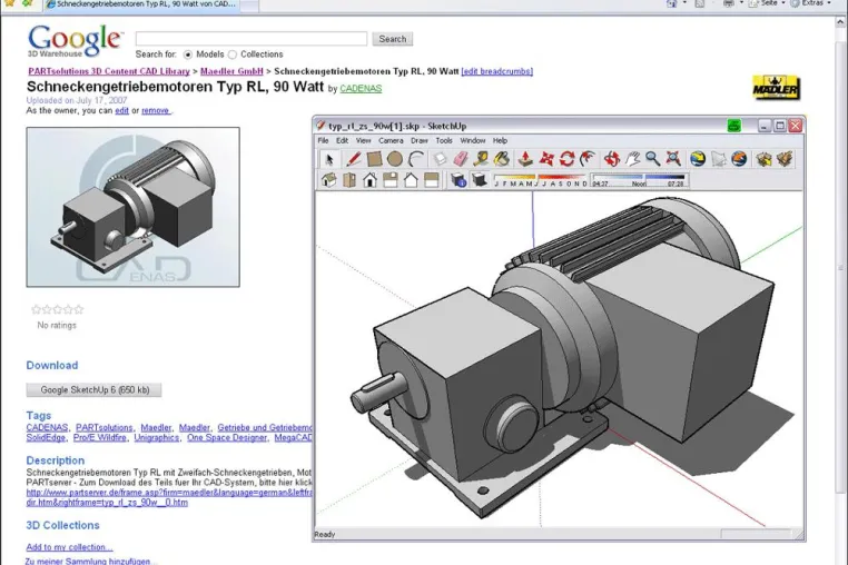 Bild: CADENAS veröffentlicht die Google Sketchup 3D Teilebibliothek
