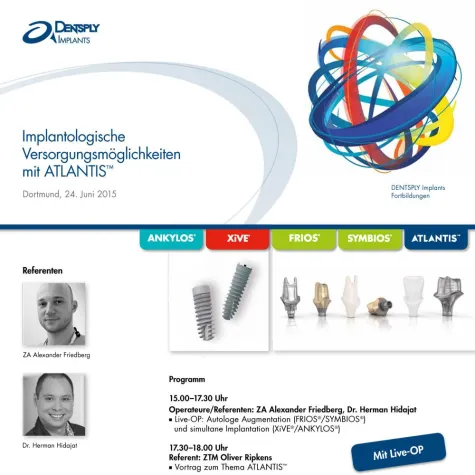 Bild: Fortbildungsseminar Implantologische Versorgungsmöglichkeiten mit ATLANTIS™ mit LIVE-OP