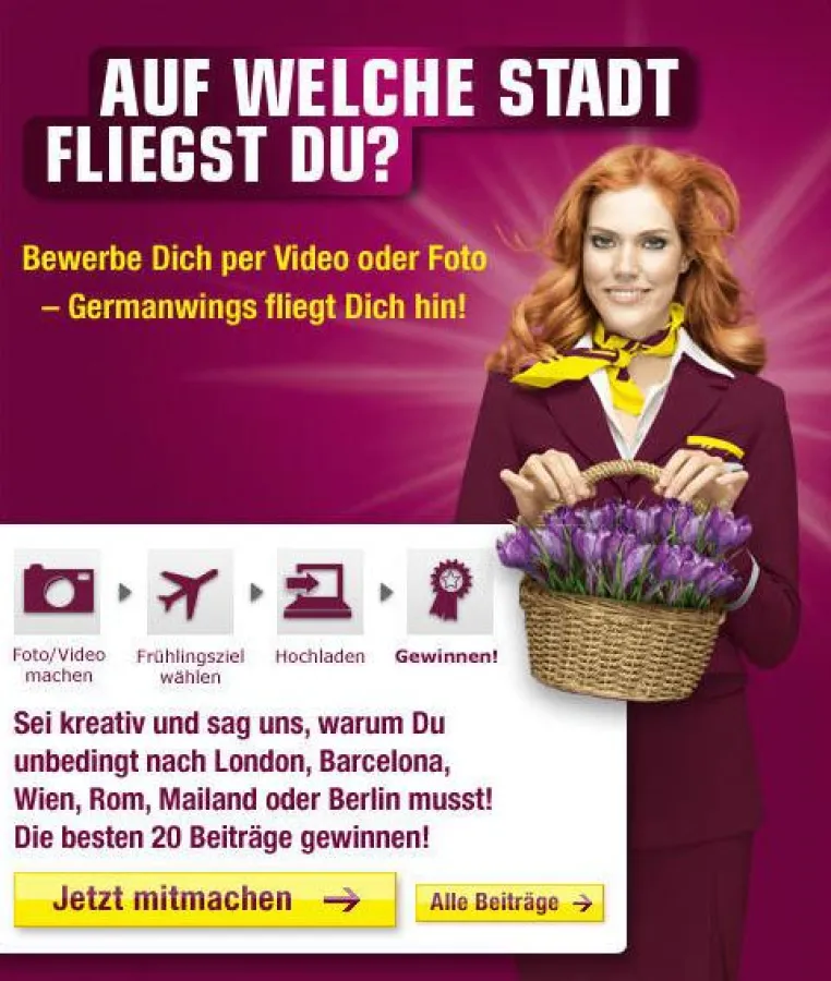 Foto- und Video-Contest weckt Frühlingsgefühle mit Germanwings
