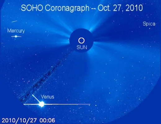 Bild: Nahm Sonnenteleskop SOHO nahe der Sonne eine 'Fliegende Untertasse' auf? Hot Pixel als Bildfehler genannt