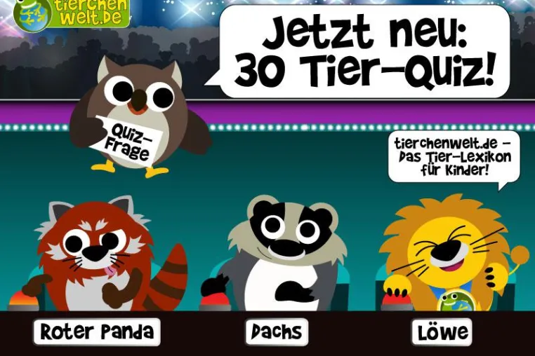 Neu: 30 Tier-Quiz auf der Kinderwebseite tierchenwelt.de Bild: Neu: 30 Tier-Quiz auf der Kinderwebseite tierchenwelt.de