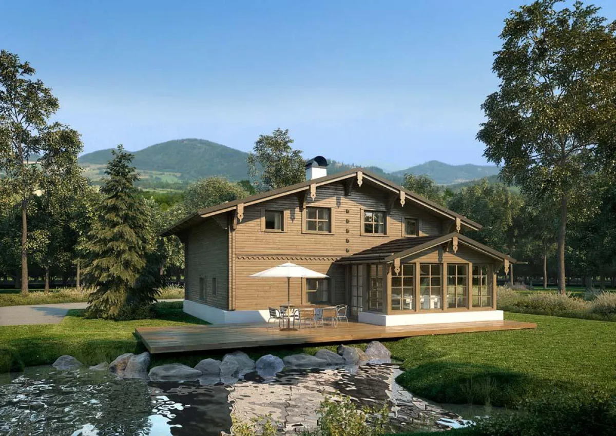 Rendering des neuen Blockhauses, Bild: Rubner Haus