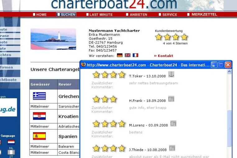 Bild: Kunden bewerten Yachtcharterfirmen