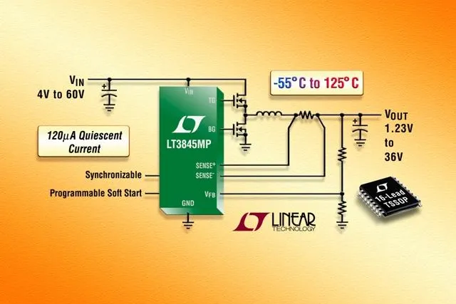 Linear Technology: Hochspannungs-DC/DC-Synchron-Abwärtsreglercontroller Bild: Linear Technology: Hochspannungs-DC/DC-Synchron-Abwärtsreglercontroller