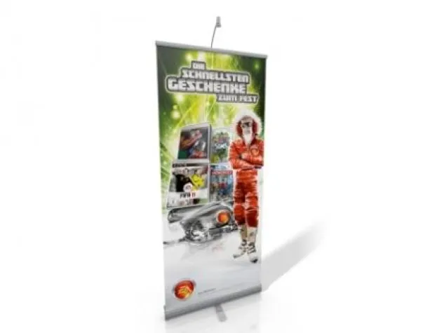 Bild: Rollup Display Chrom – verchromtes Design für jede Werbebotschaft