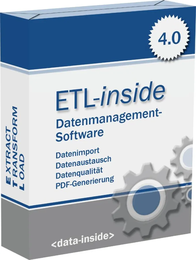 Java Datenmanagement ETL-Tool \'ETL-inside 4.0\' für den klassischen Datenimport/Datenexport, zum Datenaustausch, zur Herstellung von Datenqualität sowie zur Adressverarbeitung und zur Generierung von