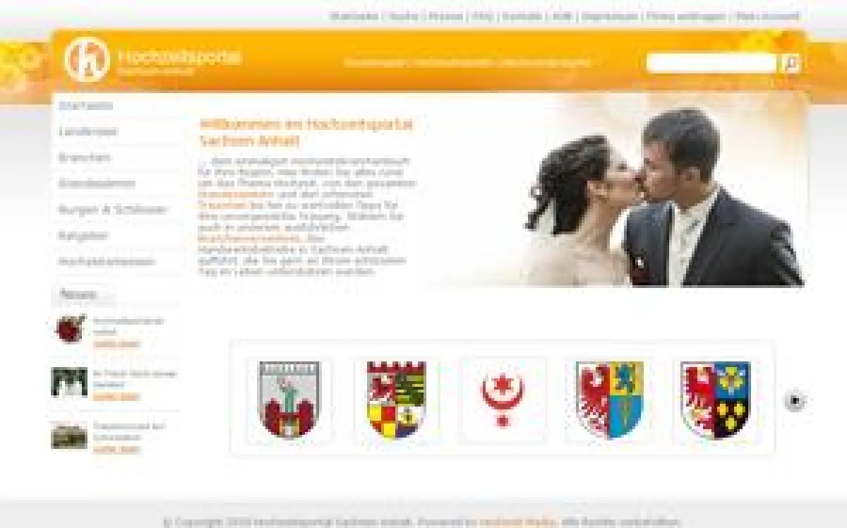 Screenshot Hochzeitsseite