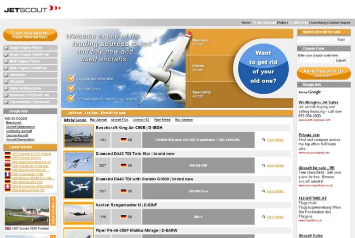 Bild: JetScout - Neuer Marktplatz für Flugzeuge