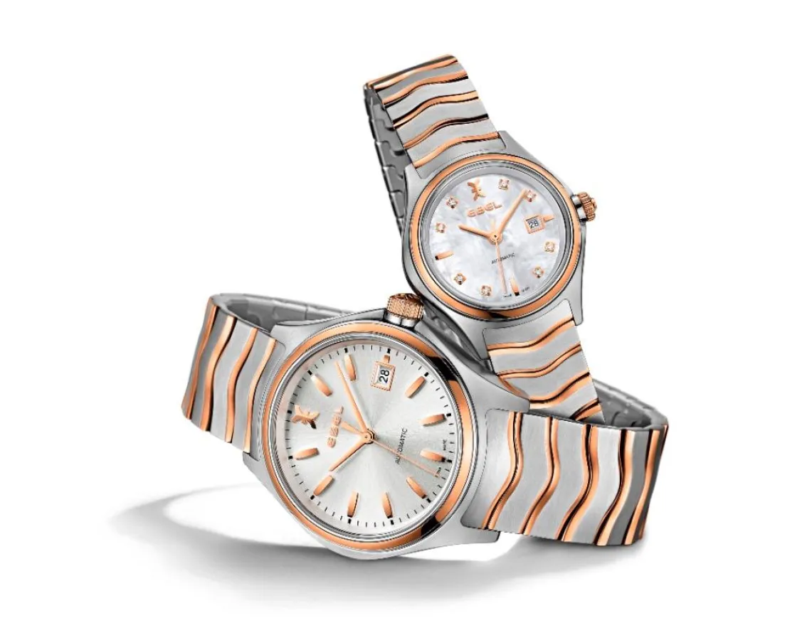 EBEL Wave Edelstahl & 18K Rotgold, Automatik (Ref.: 1216204 & 1216199)