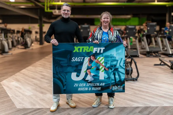Bild: XTRAFIT und Staatssekretärin Andrea Milz sagen „Ja“ zu den Spielen: Mit ZUMBA zum Beispiel