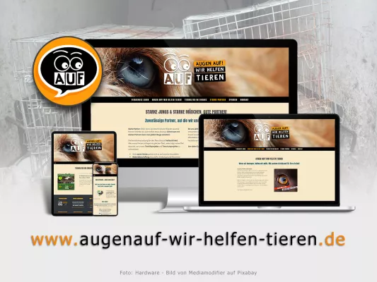 Bild: Weblaunch bei AUGEN AUF! WIR HELFEN TIEREN - Tierschutz / Tierhilfeprojekte bundesweit international