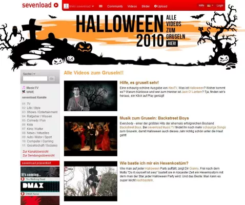 Bild: sevenload feiert Halloween und lädt zum Video-Gruselspaß ein