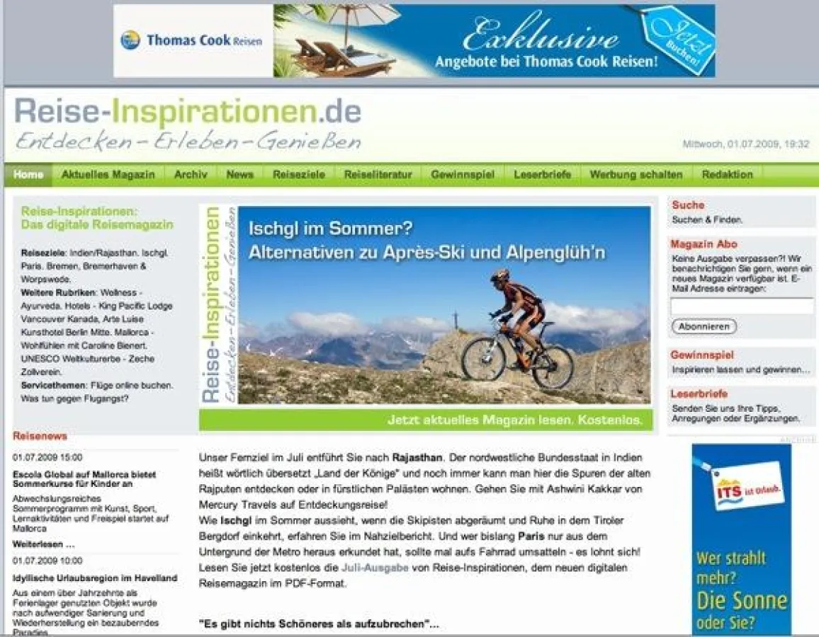 Die neue Reisemagazin-Webseite