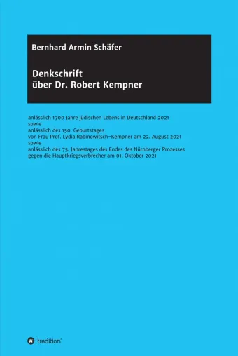 Bild: Denkschrift über Dr. Robert Kempner - Eine Hommage an einen Kämpfer für die Demokratie.