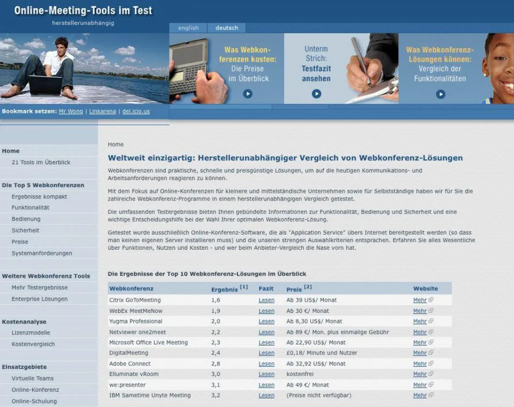 onlinemeeting.biz bietet einen herstellerunabhängigen Vergleich von Webkonferenz-Lösungen