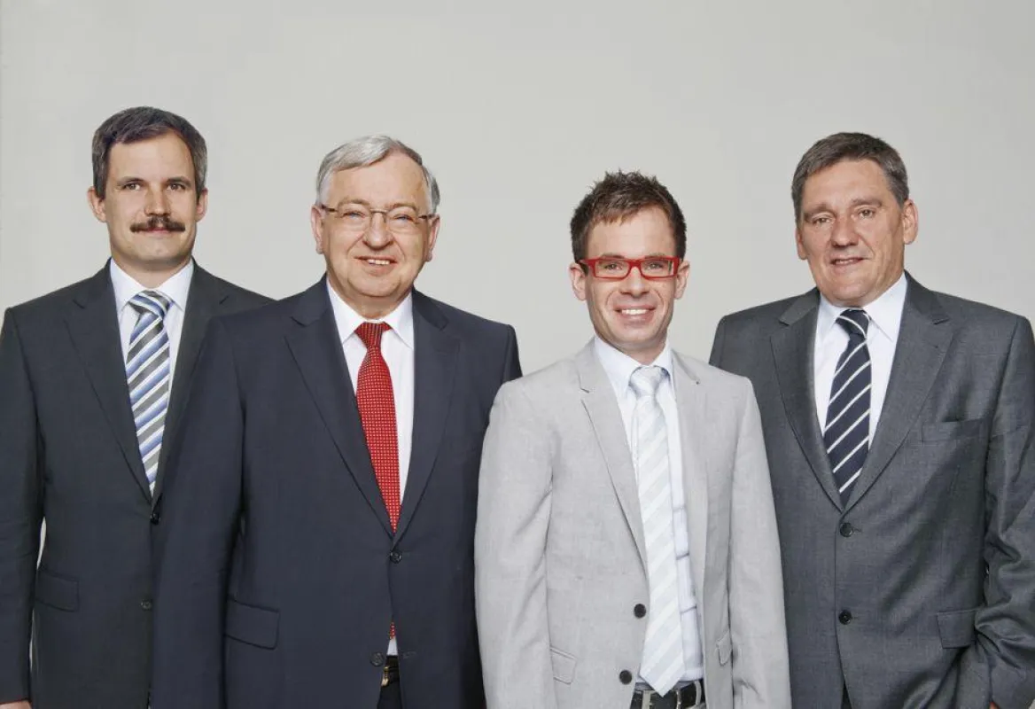 v. l. n. r.: Herr Dr. Schittenhelm, Herr Dr. Spanner, Herr Spanner, Herr Ludwig
