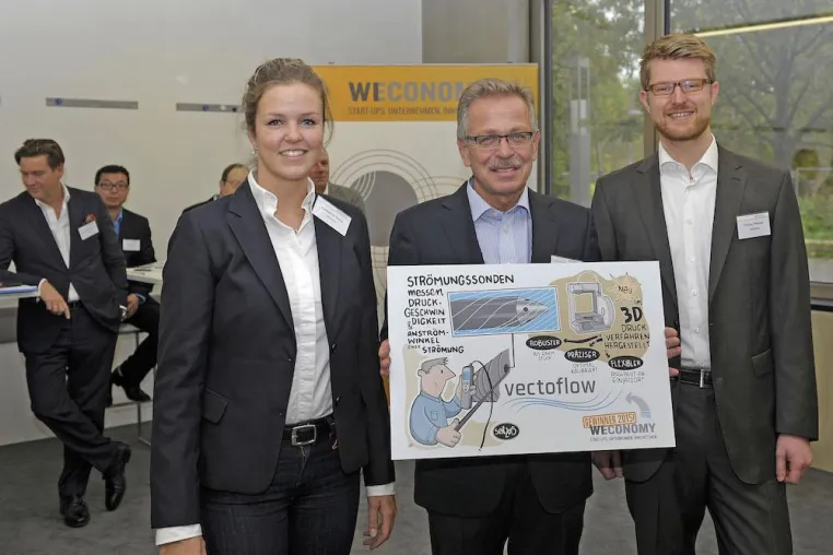Vectoflow gewinnt Preis der Gründerinitiative WECONOMY 2015 Bild: Vectoflow gewinnt Preis der Gründerinitiative WECONOMY 2015