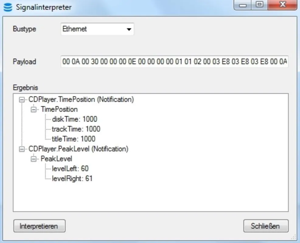 Anwendungsbeispiel zur Signal-Auswertung realisiert mit dbImporter/msgInterpreter
