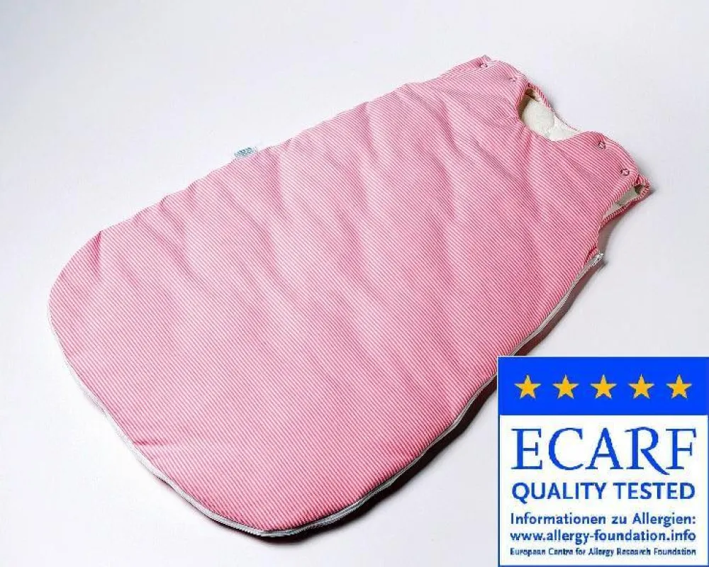 PULMANOVA allergendichter Babyschlafsack, Farben: rose- oder bléugestreift, 70, 80 u. 90 cm Länge