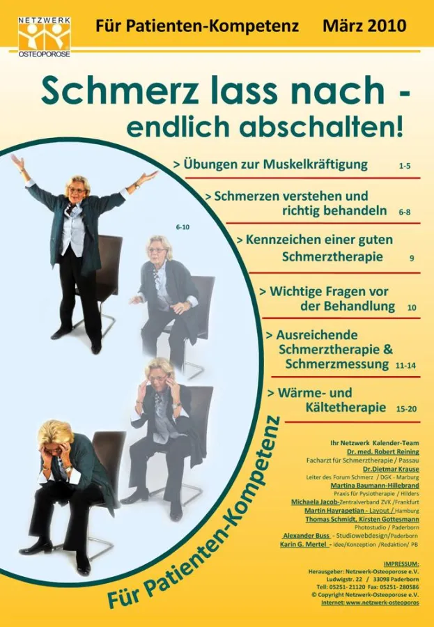 Hier finden Sie die Antworten zu Fragen der Schmerztherapie bei Osteoporose - der NWO Kalender 2010