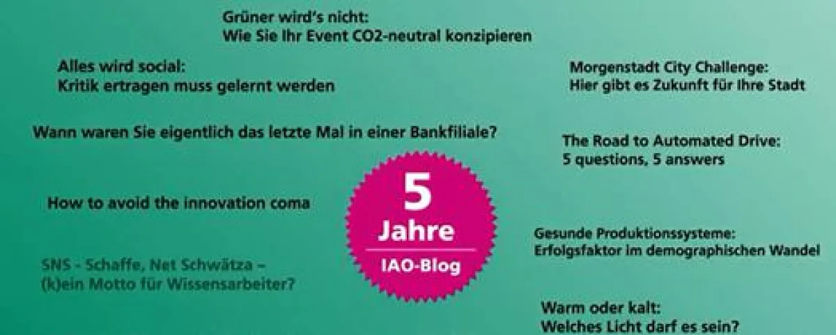 Zum fünften Geburtstag wird dem IAO-Blog ein Relaunch spendiert. © Fraunhofer IAO.