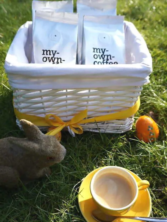 Osterkörbchen my-own-coffee handgepflückte Peru, Costa Rica, Guatemala, Sidamo Kaffeebohnen