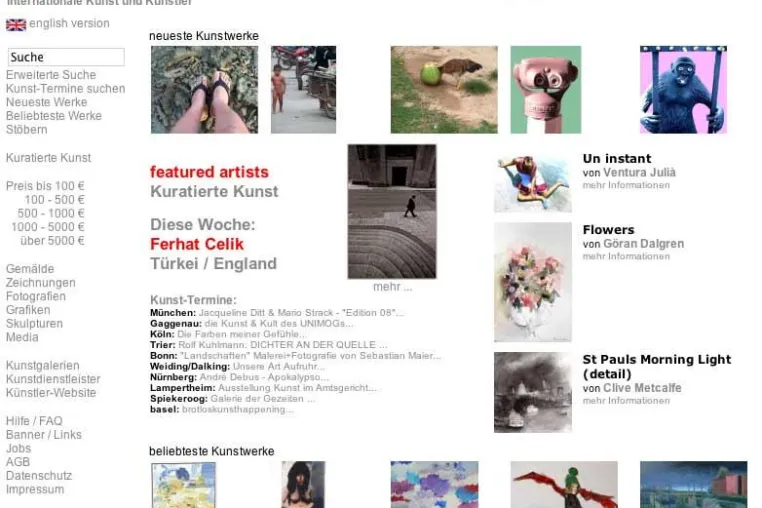 Homepage für Künstler bei Artists.de Bild: Homepage für Künstler bei Artists.de